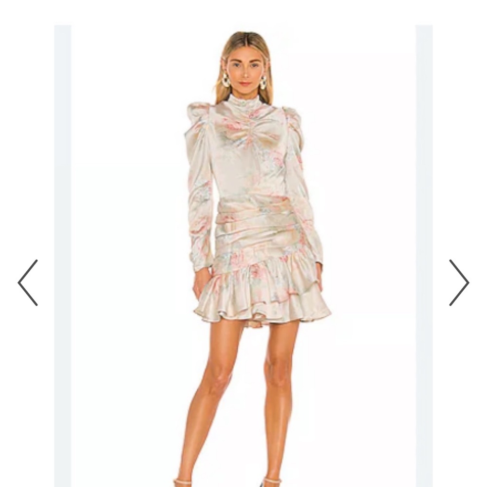 NEW Bardot Floral Ruched Puff Sleeve Mini Dress